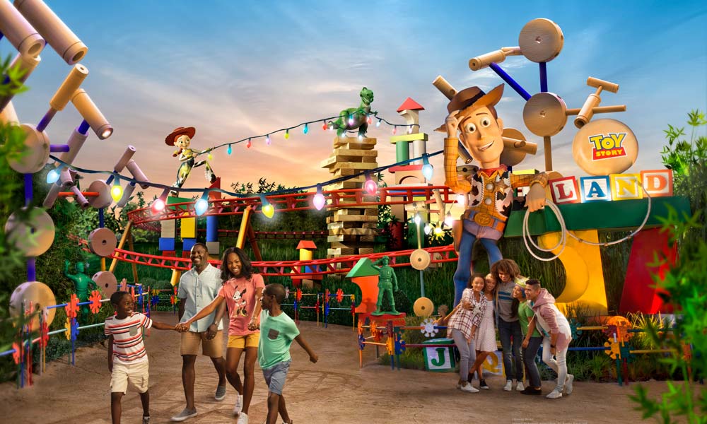 Front View Of Toy Story Land ©Disney ©Disney/Pixar ©Hasbro, Inc. All Right Reserved. Jenga® Pokonobe Associated. All Rights Reserved